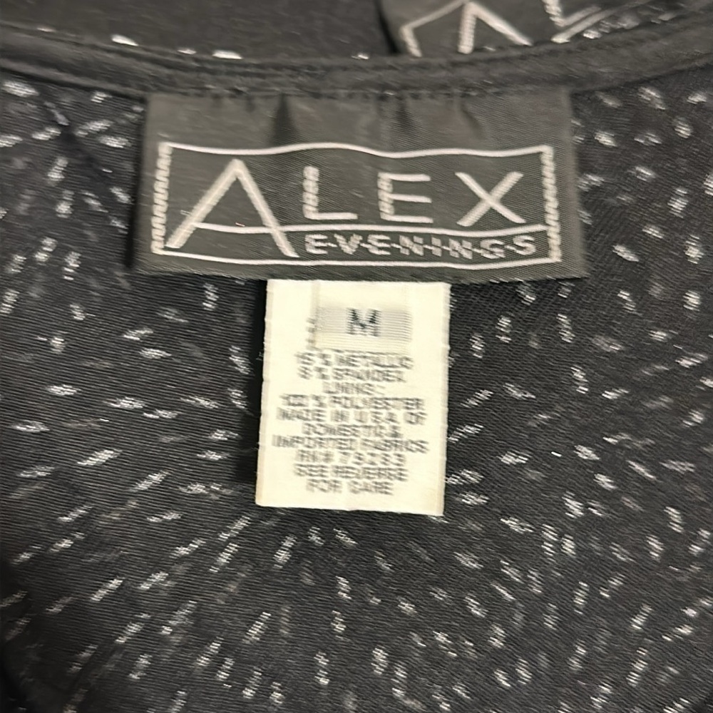 Alex Evenings Black Silver Glitter Metallic Open Front Jacket w/ Tank Size M - Picture 3 of 5